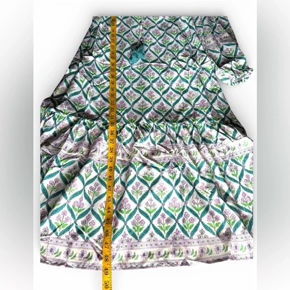 Sunny Spirit Maxi Boho Floral Print V Neck Flowy Tassel with Long Puff Sleeves. - Picture 9 of 16